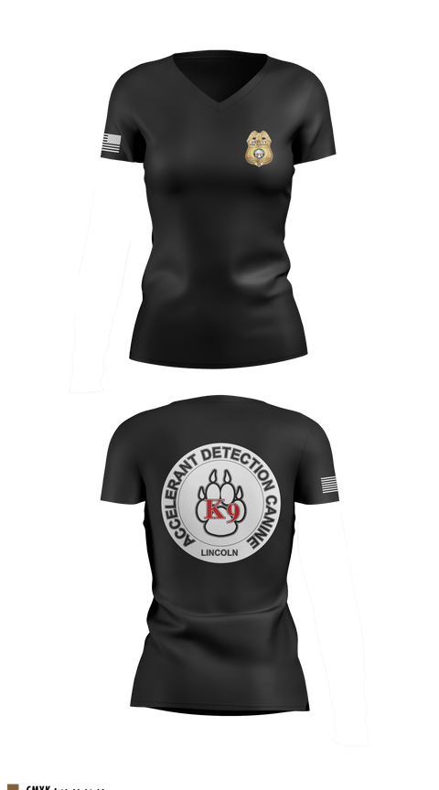 Women's Short Sleeve Vneck Shirt, Stafford County Fire Marshal's Office, Fire Department, Teamtime, Team time, sublimation, custom sports apparel, team uniforms, spirit wear, spiritwear, sports uniforms, custom shirts, team store, custom team store, fundraiser sports, apparel fundraiser