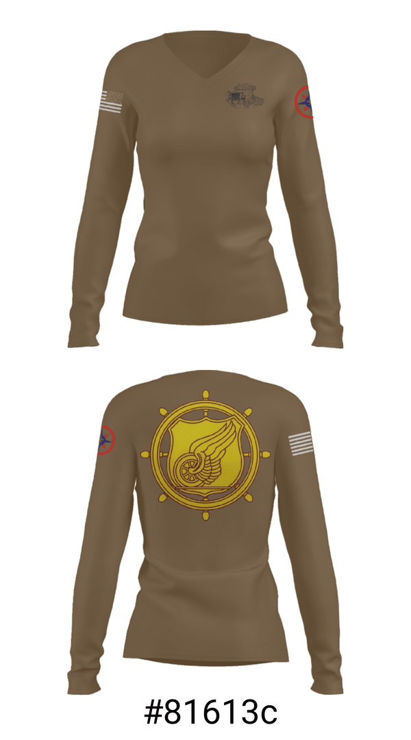 Women's Long Sleeve Vneck Shirt, , Army, Teamtime, Team time, sublimation, custom sports apparel, team uniforms, spirit wear, spiritwear, sports uniforms, custom shirts, team store, custom team store, fundraiser sports, apparel fundraiser
