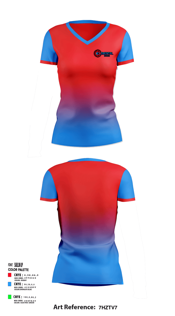 Women's Short Sleeve Vneck Shirt, Elemental HVAC, , Teamtime, Team time, sublimation, custom sports apparel, team uniforms, spirit wear, spiritwear, sports uniforms, custom shirts, team store, custom team store, fundraiser sports, apparel fundraiser
