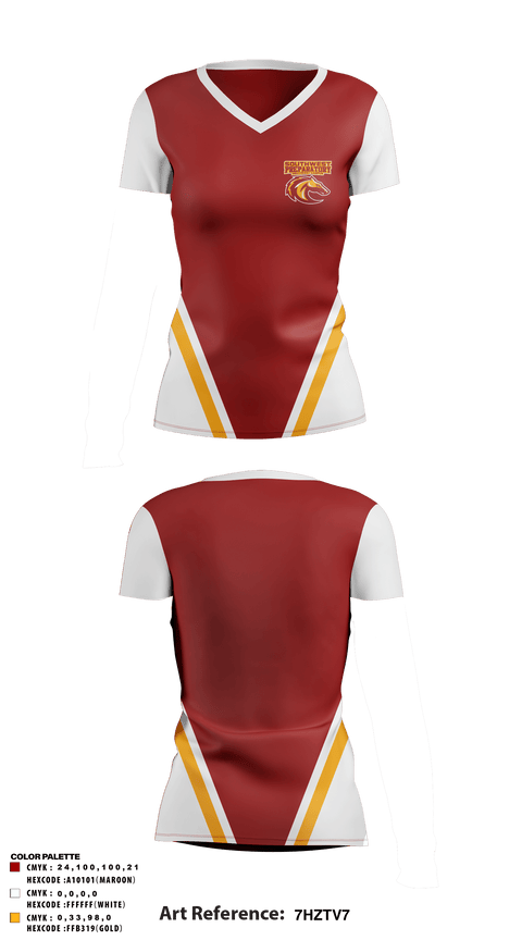 Women's Short Sleeve Vneck Shirt, Southwest Preparatory School - Southeast Campus, Spirit Store, Teamtime, Team time, sublimation, custom sports apparel, team uniforms, spirit wear, spiritwear, sports uniforms, custom shirts, team store, custom team store, fundraiser sports, apparel fundraiser
