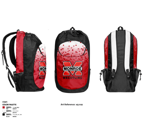Gear Bag, Monroe Middle School, Wrestling, Teamtime, Team time, sublimation, custom sports apparel, team uniforms, spirit wear, spiritwear, sports uniforms, custom shirts, team store, custom team store, fundraiser sports, apparel fundraiser