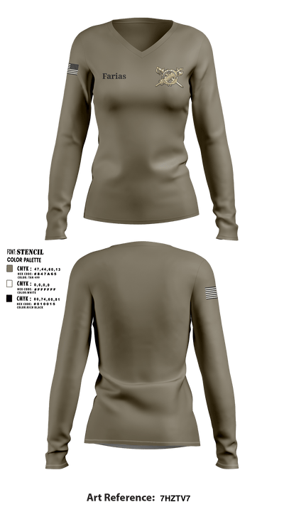 USAICoE & Ft. Huachuca 90719442 Women's Long Sleeve V-neck Shirt - 1