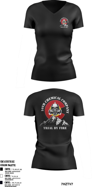 Women's Short Sleeve Vneck Shirt, 10th Chemical Company, , Teamtime, Team time, sublimation, custom sports apparel, team uniforms, spirit wear, spiritwear, sports uniforms, custom shirts, team store, custom team store, fundraiser sports, apparel fundraiser