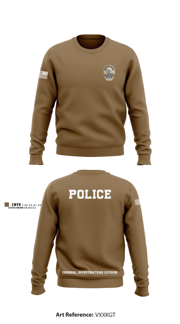 Crew Neck Sweatshirt, POLICE CRIMINAL INVESTIGATIONS DIVISION, , Teamtime, Team time, sublimation, custom sports apparel, team uniforms, spirit wear, spiritwear, sports uniforms, custom shirts, team store, custom team store, fundraiser sports, apparel fundraiser