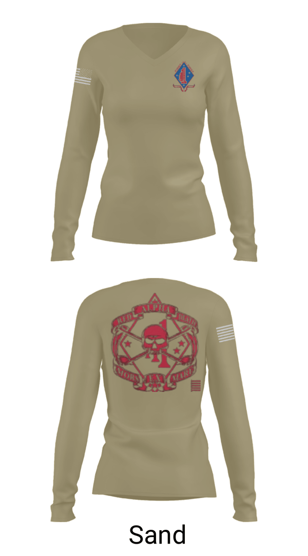 Women's Long Sleeve Vneck Shirt, , Marines, Teamtime, Team time, sublimation, custom sports apparel, team uniforms, spirit wear, spiritwear, sports uniforms, custom shirts, team store, custom team store, fundraiser sports, apparel fundraiser