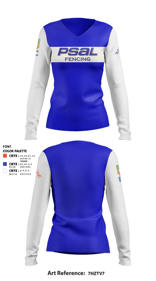 Women's Long Sleeve Vneck Shirt, PSAL Fencing, Spirit Store, Teamtime, Team time, sublimation, custom sports apparel, team uniforms, spirit wear, spiritwear, sports uniforms, custom shirts, team store, custom team store, fundraiser sports, apparel fundraiser