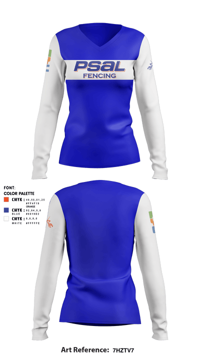 PSAL Fencing 21954605 Women's Long Sleeve V-neck Shirt - 3
