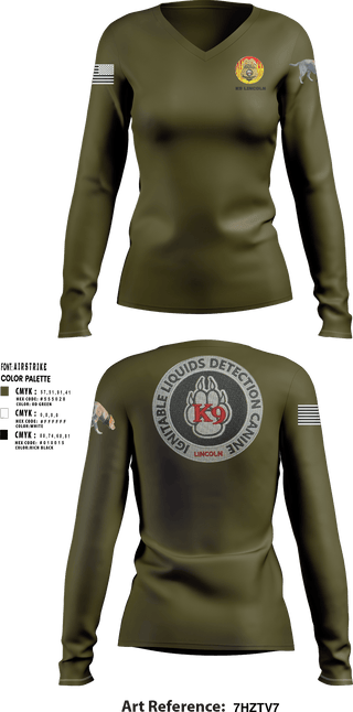 Women's Long Sleeve Vneck Shirt, Stafford County Fire Marshal's Office, Police, Teamtime, Team time, sublimation, custom sports apparel, team uniforms, spirit wear, spiritwear, sports uniforms, custom shirts, team store, custom team store, fundraiser sports, apparel fundraiser