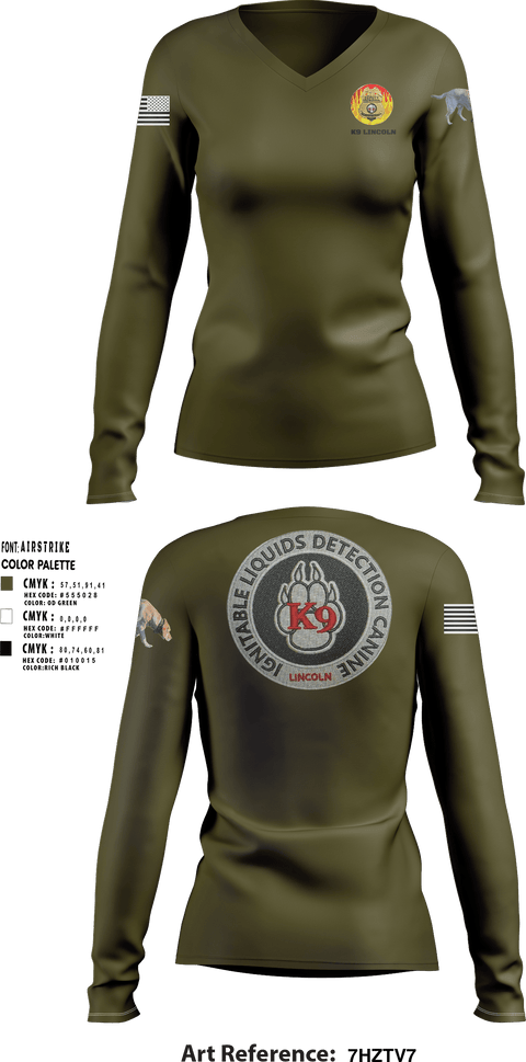 Women's Long Sleeve Vneck Shirt, Stafford County Fire Marshal's Office, Police, Teamtime, Team time, sublimation, custom sports apparel, team uniforms, spirit wear, spiritwear, sports uniforms, custom shirts, team store, custom team store, fundraiser sports, apparel fundraiser