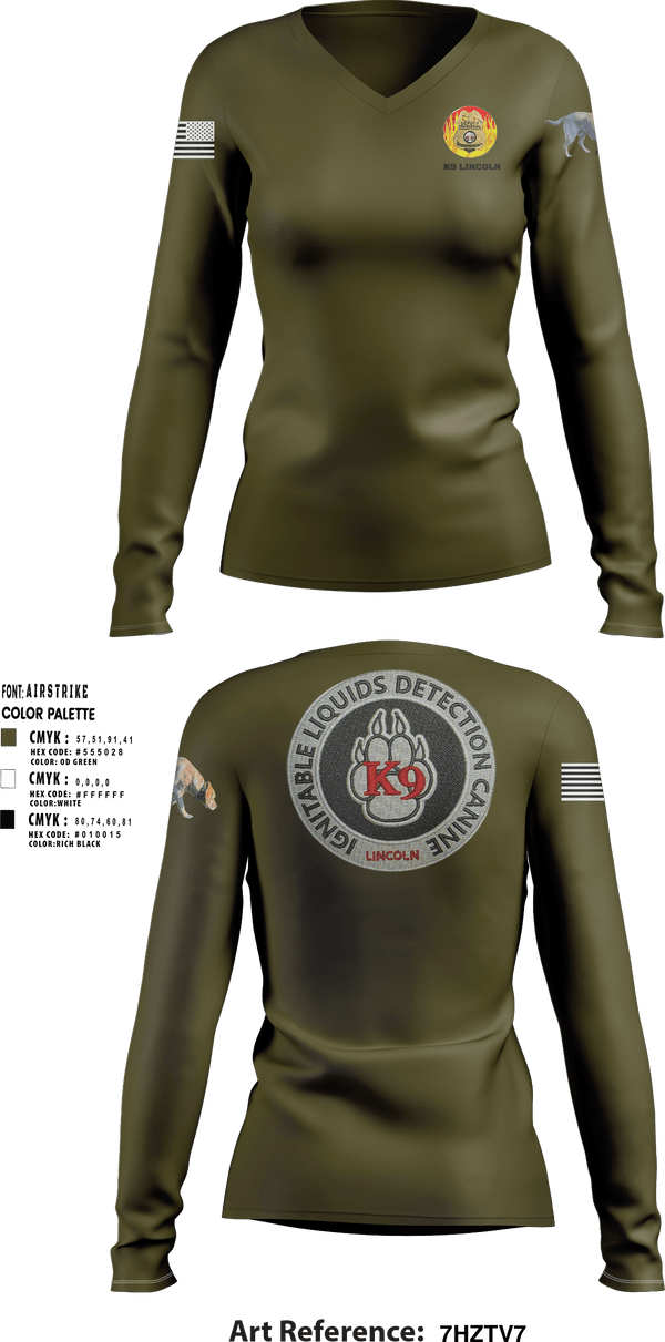 Women's Long Sleeve Vneck Shirt, Stafford County Fire Marshal's Office, Police, Teamtime, Team time, sublimation, custom sports apparel, team uniforms, spirit wear, spiritwear, sports uniforms, custom shirts, team store, custom team store, fundraiser sports, apparel fundraiser