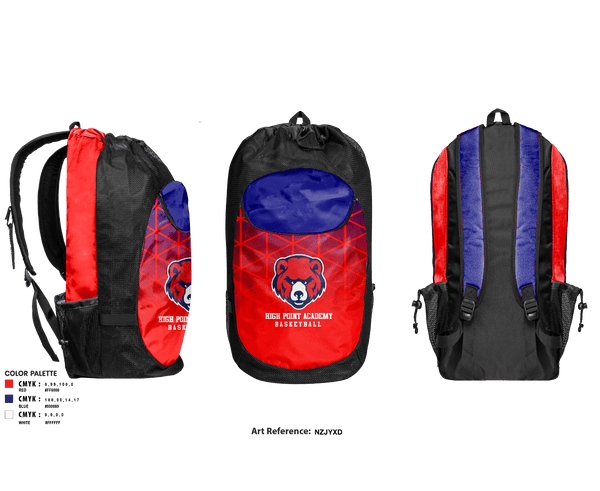 Gear Bag, High Point Academy Basketball, Men's Basketball, Teamtime, Team time, sublimation, custom sports apparel, team uniforms, spirit wear, spiritwear, sports uniforms, custom shirts, team store, custom team store, fundraiser sports, apparel fundraiser