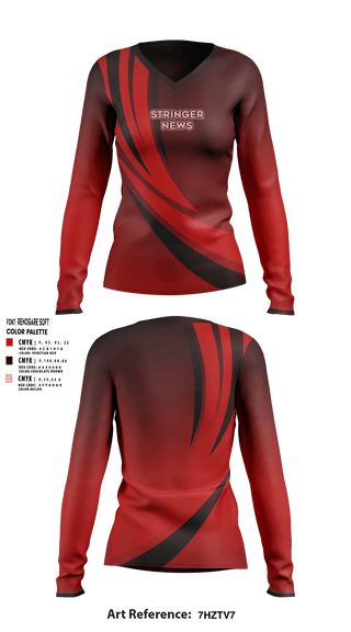 Women's Long Sleeve Vneck Shirt, Stringer news, , Teamtime, Team time, sublimation, custom sports apparel, team uniforms, spirit wear, spiritwear, sports uniforms, custom shirts, team store, custom team store, fundraiser sports, apparel fundraiser