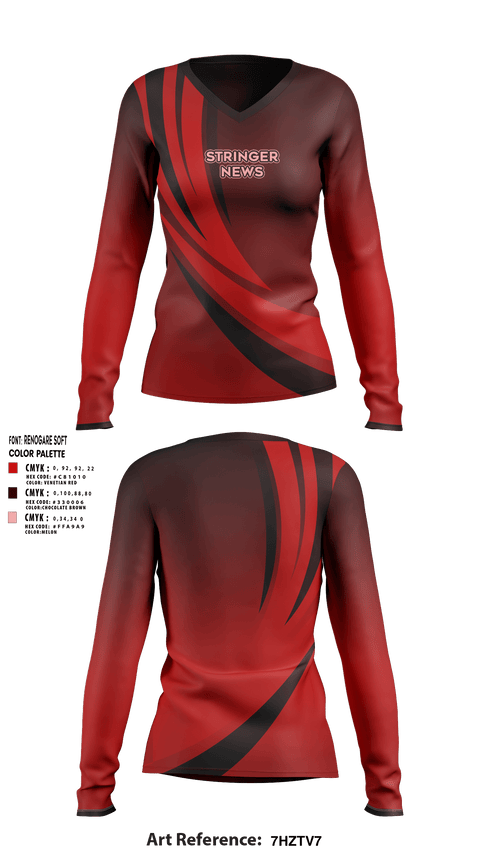 Women's Long Sleeve Vneck Shirt, Stringer news, , Teamtime, Team time, sublimation, custom sports apparel, team uniforms, spirit wear, spiritwear, sports uniforms, custom shirts, team store, custom team store, fundraiser sports, apparel fundraiser