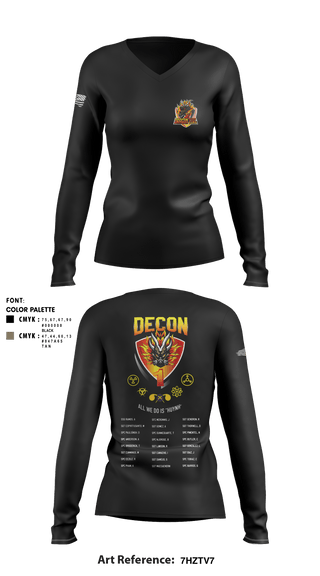 Women's Long Sleeve Vneck Shirt, 272 Chemical Company Decon 1, National Guard, Teamtime, Team time, sublimation, custom sports apparel, team uniforms, spirit wear, spiritwear, sports uniforms, custom shirts, team store, custom team store, fundraiser sports, apparel fundraiser
