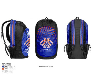 Gear Bag, Appleton West High School Volleyball, Men's Volleyball, Teamtime, Team time, sublimation, custom sports apparel, team uniforms, spirit wear, spiritwear, sports uniforms, custom shirts, team store, custom team store, fundraiser sports, apparel fundraiser