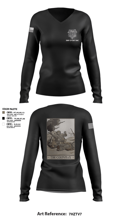 EMF CP DET SAC 86149634 Women's Long Sleeve V-neck Shirt - 3