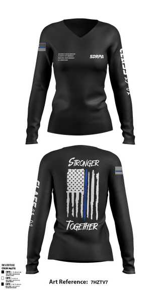 Women's Long Sleeve Vneck Shirt, SDRPA, Police, Teamtime, Team time, sublimation, custom sports apparel, team uniforms, spirit wear, spiritwear, sports uniforms, custom shirts, team store, custom team store, fundraiser sports, apparel fundraiser