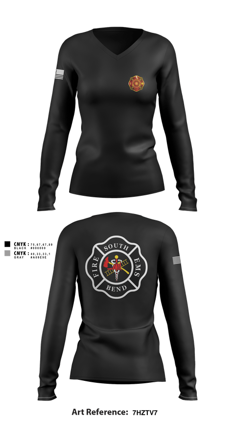 Women's Long Sleeve Vneck Shirt, , Fire Department, Teamtime, Team time, sublimation, custom sports apparel, team uniforms, spirit wear, spiritwear, sports uniforms, custom shirts, team store, custom team store, fundraiser sports, apparel fundraiser