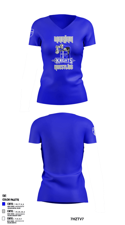 Marian High School Wrestling 1916456 Women's Short Sleeve V-neck Shirt - 45