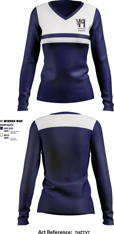 The Hallen School 64711514 Women's Long Sleeve V-neck Shirt - 1