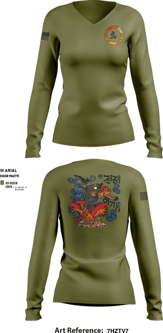 Women's Long Sleeve Vneck Shirt, , Army, Teamtime, Team time, sublimation, custom sports apparel, team uniforms, spirit wear, spiritwear, sports uniforms, custom shirts, team store, custom team store, fundraiser sports, apparel fundraiser