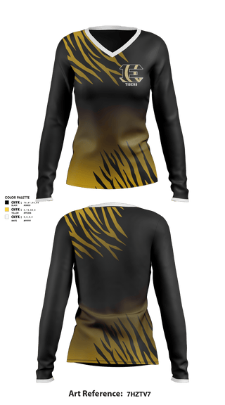 Women's Long Sleeve Vneck Shirt, Ethel High School, Spirit Store, Teamtime, Team time, sublimation, custom sports apparel, team uniforms, spirit wear, spiritwear, sports uniforms, custom shirts, team store, custom team store, fundraiser sports, apparel fundraiser