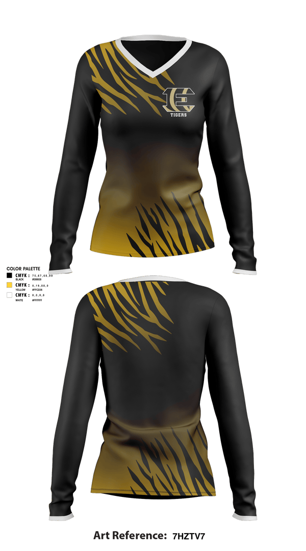 Women's Long Sleeve Vneck Shirt, Ethel High School, Spirit Store, Teamtime, Team time, sublimation, custom sports apparel, team uniforms, spirit wear, spiritwear, sports uniforms, custom shirts, team store, custom team store, fundraiser sports, apparel fundraiser