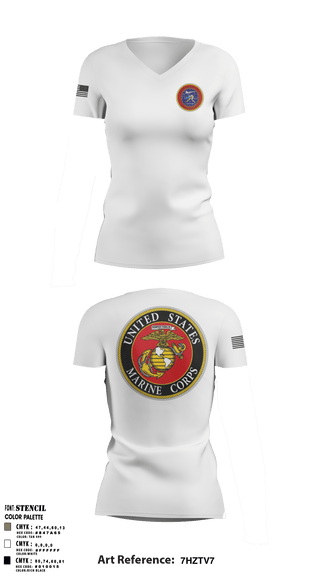 Women's Short Sleeve Vneck Shirt, , Marines, Teamtime, Team time, sublimation, custom sports apparel, team uniforms, spirit wear, spiritwear, sports uniforms, custom shirts, team store, custom team store, fundraiser sports, apparel fundraiser