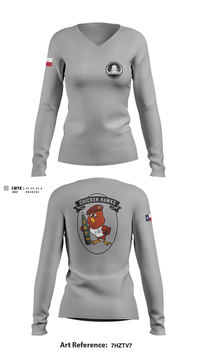 767 EOD 32922414 Women's Long Sleeve V-neck Shirt - 2