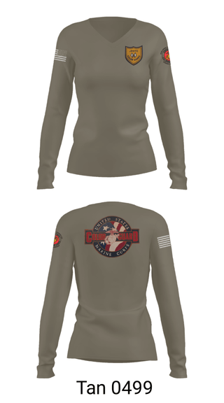 Women's Long Sleeve Vneck Shirt, , Marines, Teamtime, Team time, sublimation, custom sports apparel, team uniforms, spirit wear, spiritwear, sports uniforms, custom shirts, team store, custom team store, fundraiser sports, apparel fundraiser