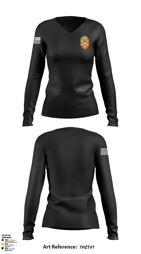 Women's Long Sleeve Vneck Shirt, HHB 3rd Battalion, 3rd Field Artillery, , Teamtime, Team time, sublimation, custom sports apparel, team uniforms, spirit wear, spiritwear, sports uniforms, custom shirts, team store, custom team store, fundraiser sports, apparel fundraiser