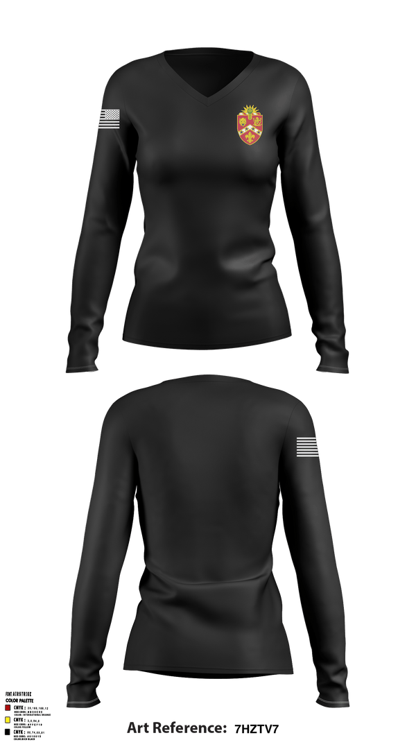 Women's Long Sleeve Vneck Shirt, HHB 3rd Battalion, 3rd Field Artillery, , Teamtime, Team time, sublimation, custom sports apparel, team uniforms, spirit wear, spiritwear, sports uniforms, custom shirts, team store, custom team store, fundraiser sports, apparel fundraiser