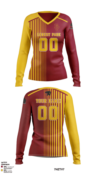 Women's Long Sleeve Vneck Shirt, Forest Park Middle School Volleyball, Women's Volleyball, Teamtime, Team time, sublimation, custom sports apparel, team uniforms, spirit wear, spiritwear, sports uniforms, custom shirts, team store, custom team store, fundraiser sports, apparel fundraiser