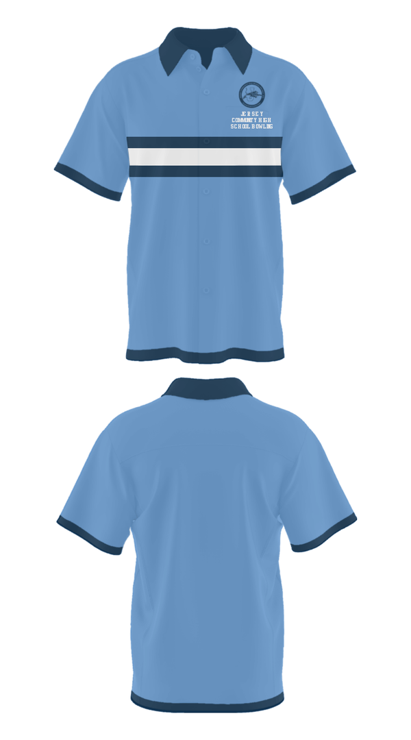 Short Sleeve Bowling Jersey, Jersey Community High School Bowling, Bowling, Teamtime, Team time, sublimation, custom sports apparel, team uniforms, spirit wear, spiritwear, sports uniforms, custom shirts, team store, custom team store, fundraiser sports, apparel fundraiser