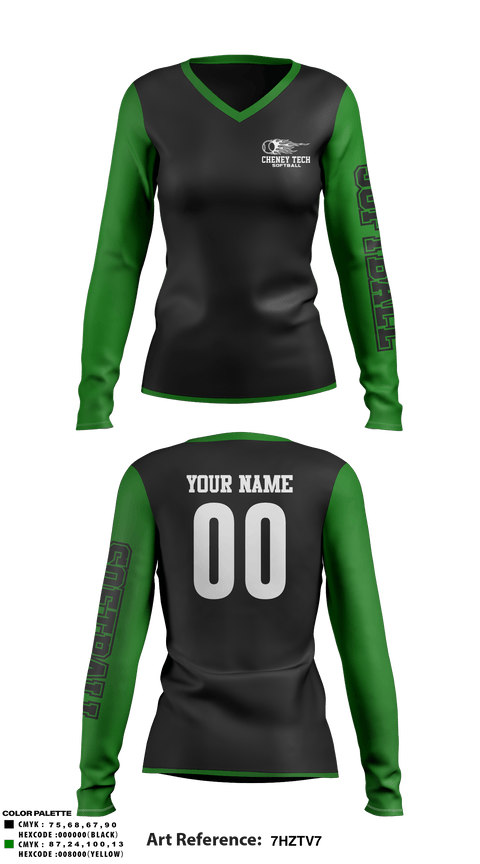 Women's Long Sleeve Vneck Shirt, Howell Cheney Technical High School Softball, Softball, Teamtime, Team time, sublimation, custom sports apparel, team uniforms, spirit wear, spiritwear, sports uniforms, custom shirts, team store, custom team store, fundraiser sports, apparel fundraiser
