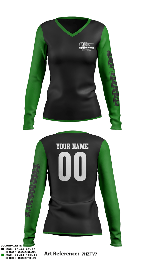 Women's Long Sleeve Vneck Shirt, Howell Cheney Technical High School Softball, Softball, Teamtime, Team time, sublimation, custom sports apparel, team uniforms, spirit wear, spiritwear, sports uniforms, custom shirts, team store, custom team store, fundraiser sports, apparel fundraiser