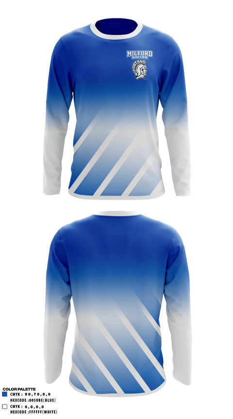 Long Sleeve Performance Shirt, Milford High School Soccer, Men's Soccer, Teamtime, Team time, sublimation, custom sports apparel, team uniforms, spirit wear, spiritwear, sports uniforms, custom shirts, team store, custom team store, fundraiser sports, apparel fundraiser