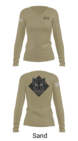 Women's Long Sleeve Vneck Shirt, , Army, Teamtime, Team time, sublimation, custom sports apparel, team uniforms, spirit wear, spiritwear, sports uniforms, custom shirts, team store, custom team store, fundraiser sports, apparel fundraiser