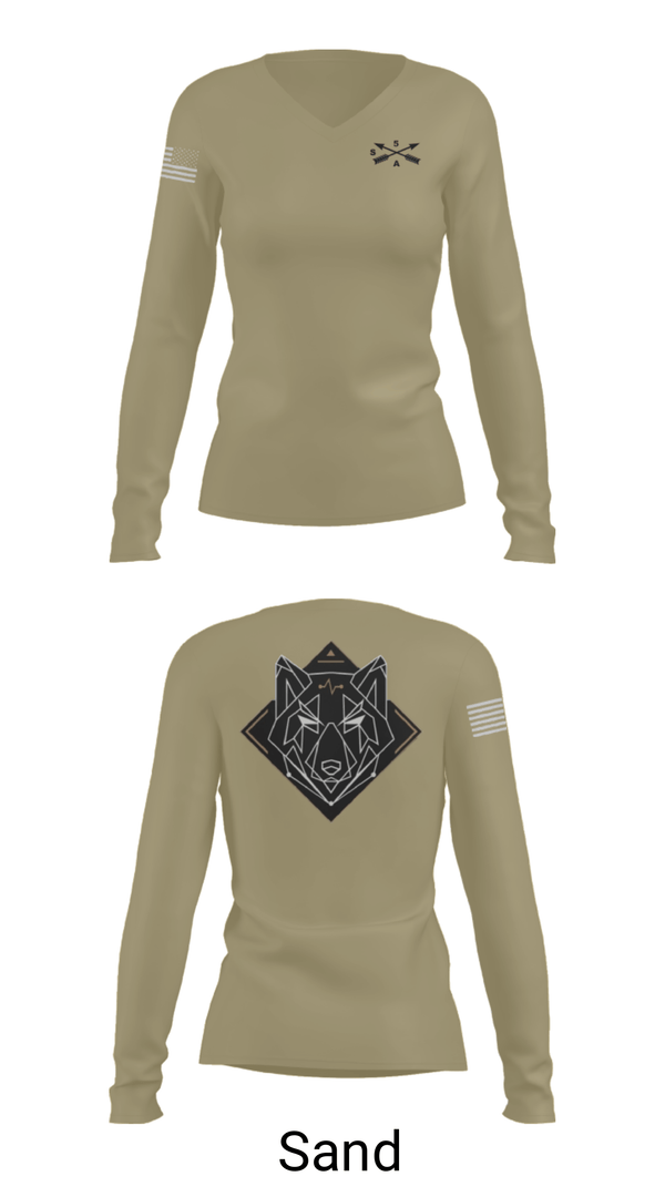 Women's Long Sleeve Vneck Shirt, , Army, Teamtime, Team time, sublimation, custom sports apparel, team uniforms, spirit wear, spiritwear, sports uniforms, custom shirts, team store, custom team store, fundraiser sports, apparel fundraiser