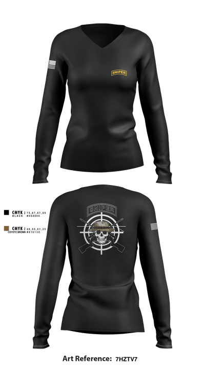 FCSD SNIPER 46569971 Women's Long Sleeve V-neck Shirt - 1