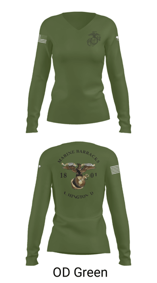 Women's Long Sleeve Vneck Shirt, , Marines, Teamtime, Team time, sublimation, custom sports apparel, team uniforms, spirit wear, spiritwear, sports uniforms, custom shirts, team store, custom team store, fundraiser sports, apparel fundraiser