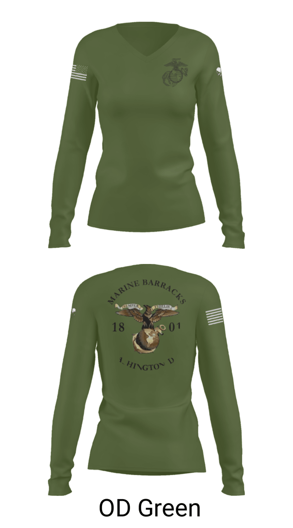 Women's Long Sleeve Vneck Shirt, , Marines, Teamtime, Team time, sublimation, custom sports apparel, team uniforms, spirit wear, spiritwear, sports uniforms, custom shirts, team store, custom team store, fundraiser sports, apparel fundraiser