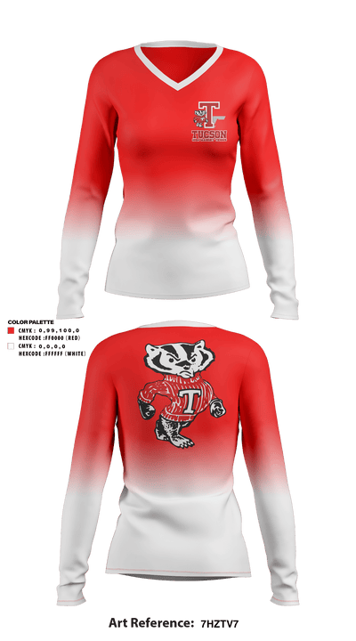 Tucson High Magnet School Tennis 44597806 Women's Long Sleeve V-neck Shirt - 1