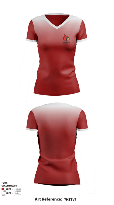 Harmony Grove High School 17696377 Women's Short Sleeve V-neck Shirt - 1