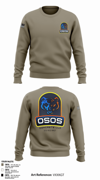 Crew Neck Sweatshirt, OSOS CONCRETE LLC, , Teamtime, Team time, sublimation, custom sports apparel, team uniforms, spirit wear, spiritwear, sports uniforms, custom shirts, team store, custom team store, fundraiser sports, apparel fundraiser