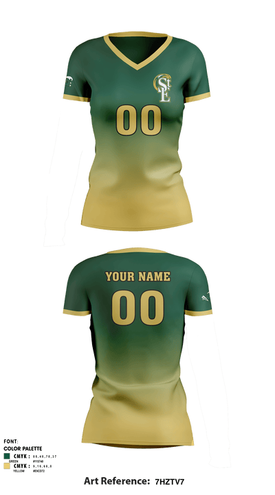 Saint Edward High School Volleyball 35540065 Women's Short Sleeve V-neck Shirt - 1