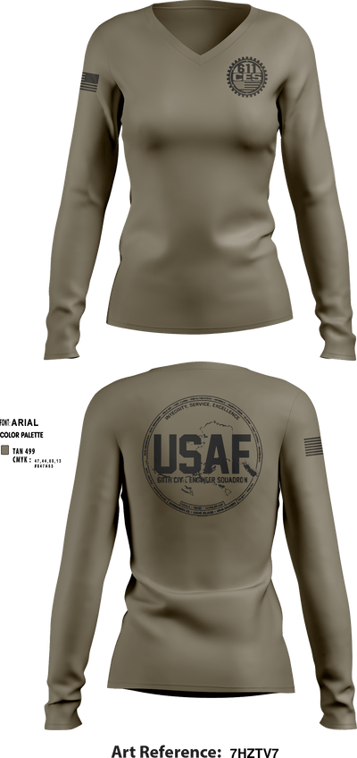 611 CES 65338274 Women's Long Sleeve V-neck Shirt - 2