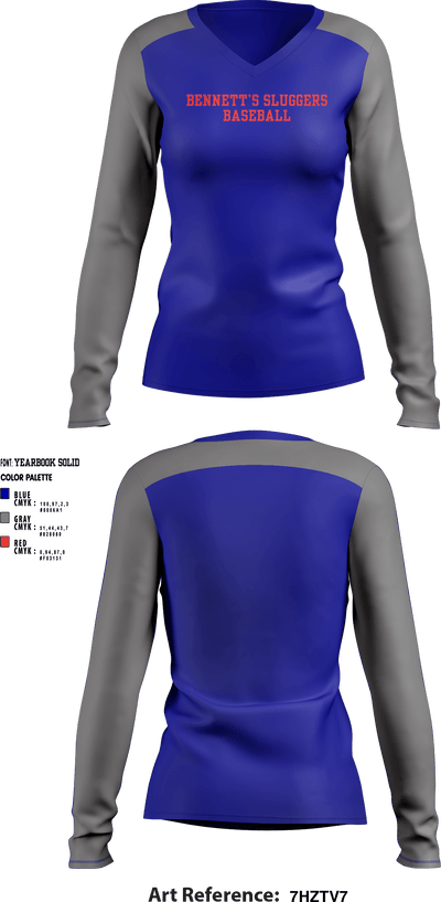 Bennett’s Sluggers 49224292 Women's Long Sleeve V-neck Shirt - 1