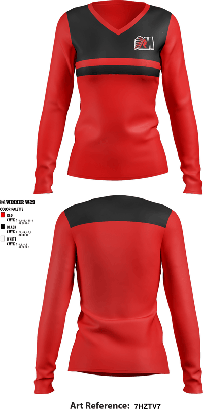 McCormick Middle School Cheer 3714957 Women's Long Sleeve V-neck Shirt - 1