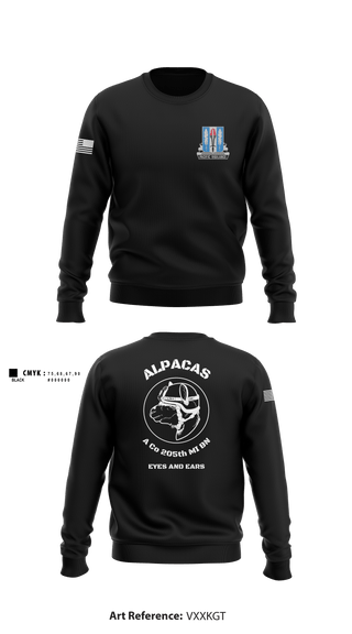 Crew Neck Sweatshirt, Alpha Company 205th MI BN, Army, Teamtime, Team time, sublimation, custom sports apparel, team uniforms, spirit wear, spiritwear, sports uniforms, custom shirts, team store, custom team store, fundraiser sports, apparel fundraiser